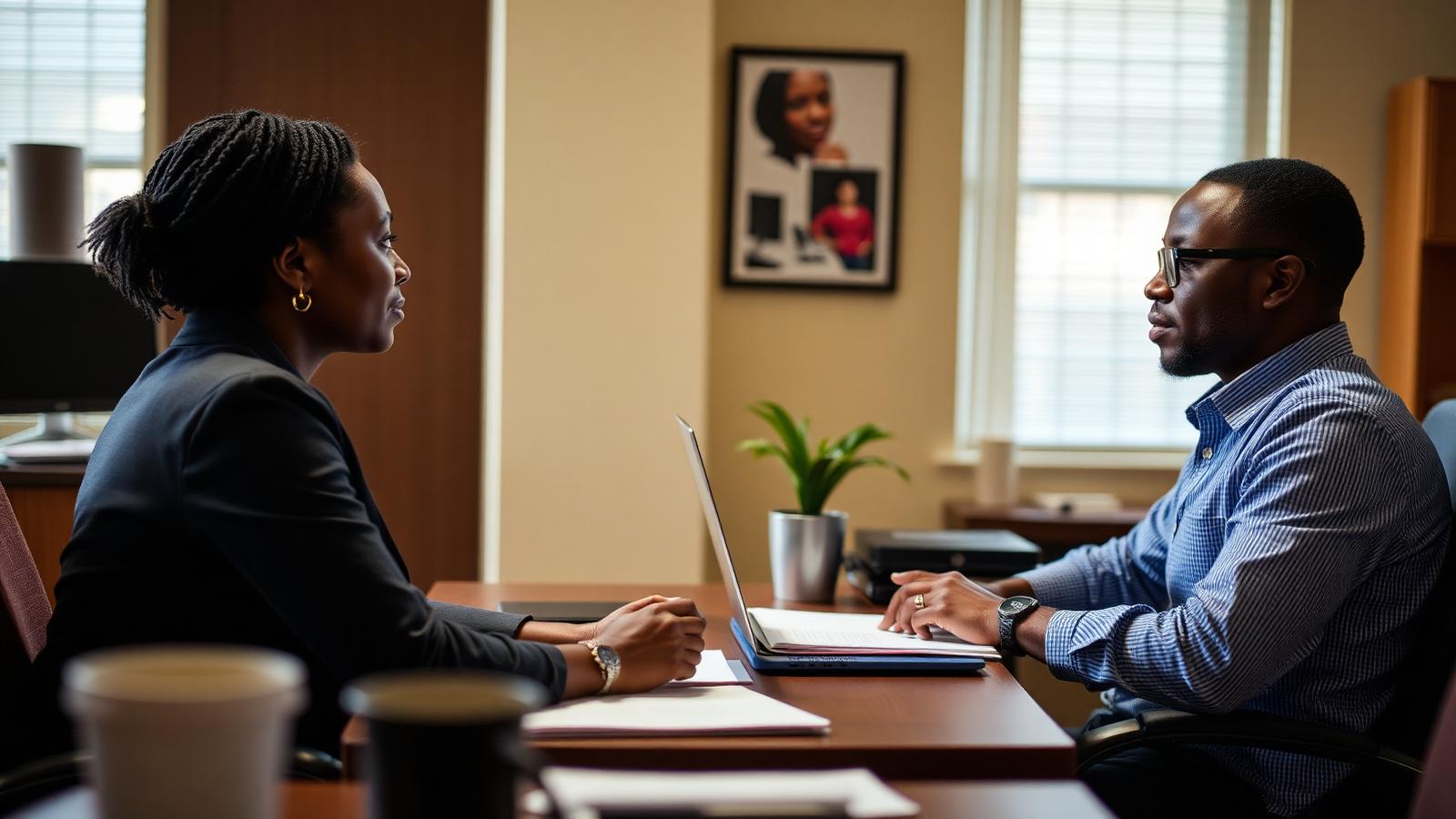 Two people in conversation