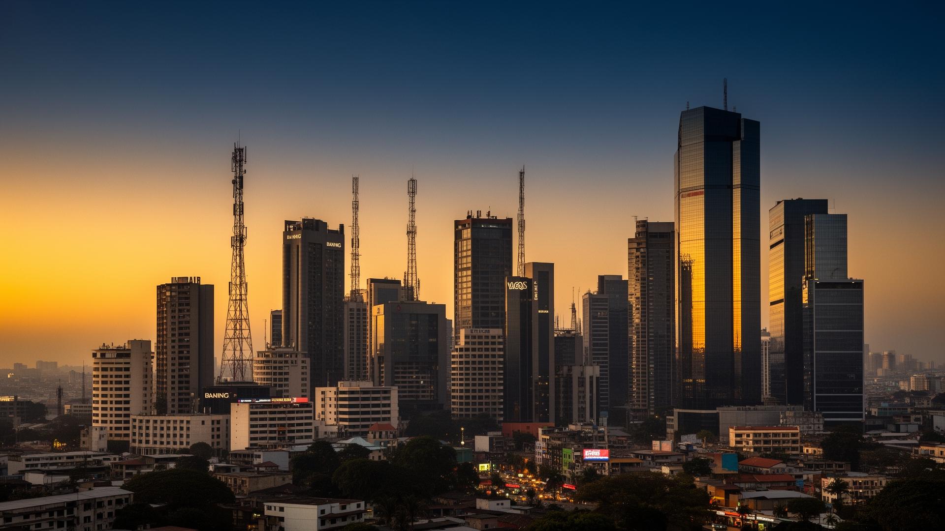 Pan-African city skyline at dusk